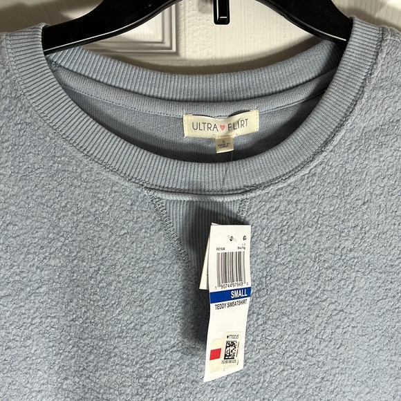 NWT: Ultra Flirt; Soft, Teddy Sweatshirt; Light Blue, Sz Sm - Picture 2 of 6